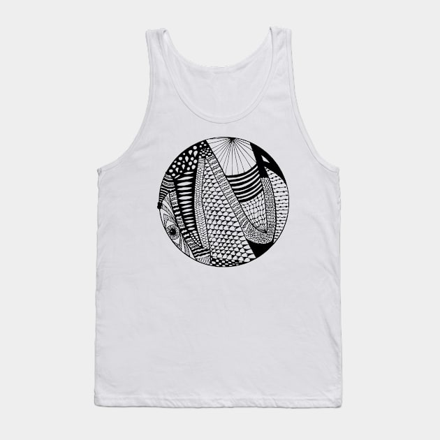 Snake Eye Zentangle Circle Tank Top by kerimeart